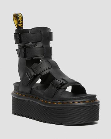 Women's Dr Martens Giavanna Leather Platform Gladiator Sandals Black | AU 296EBC